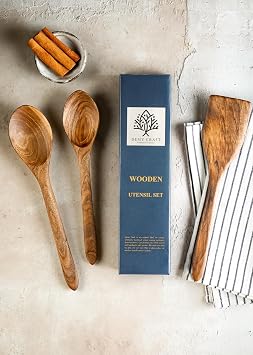 Ceviz Ağacı El Yapımı Tahta Kaşık Ve Spatula Seti 30 Cm.