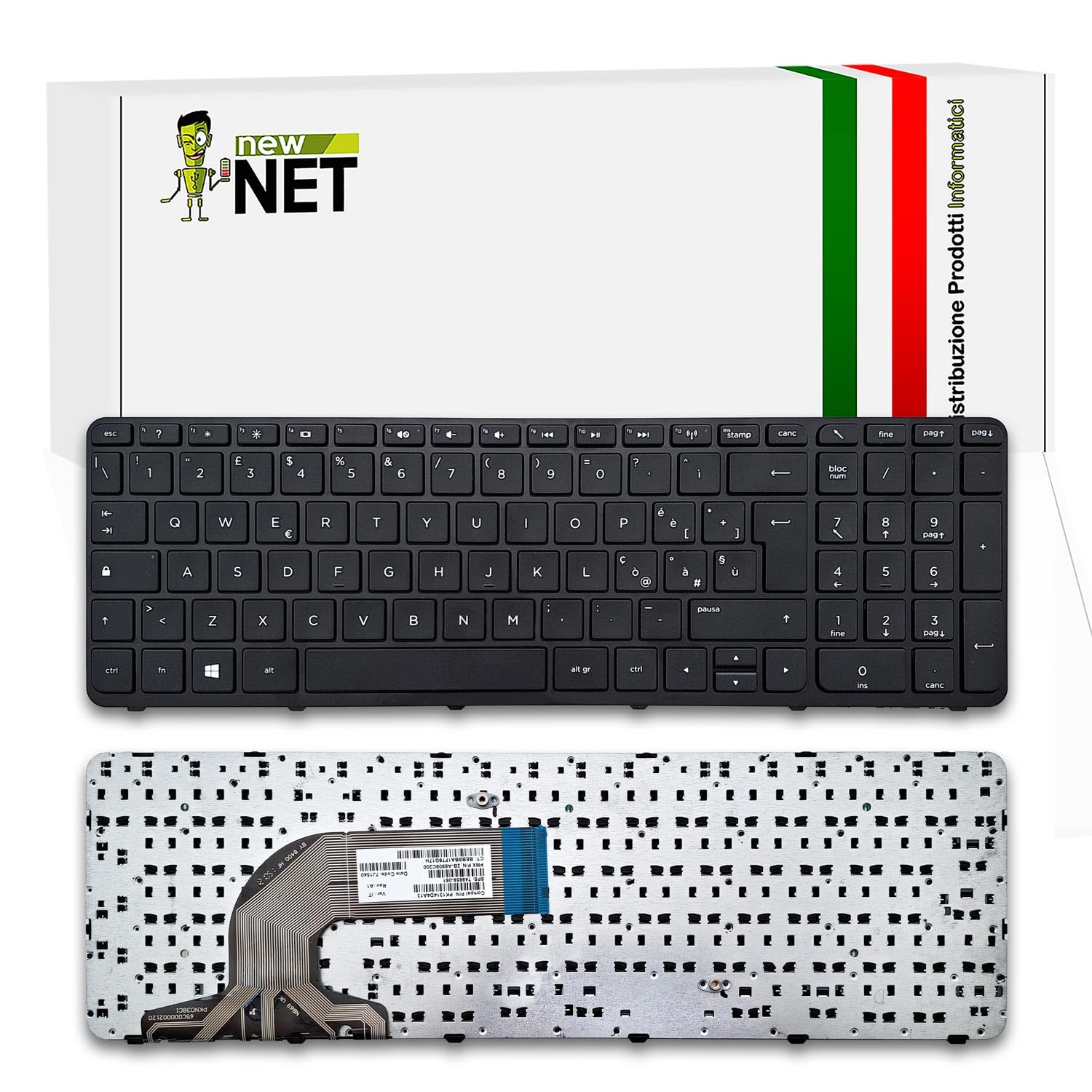 new net - Tastiera Compatibile con HP 749658-061, 708167-061, 708168-061 [Frame Nero - Layout ITA]