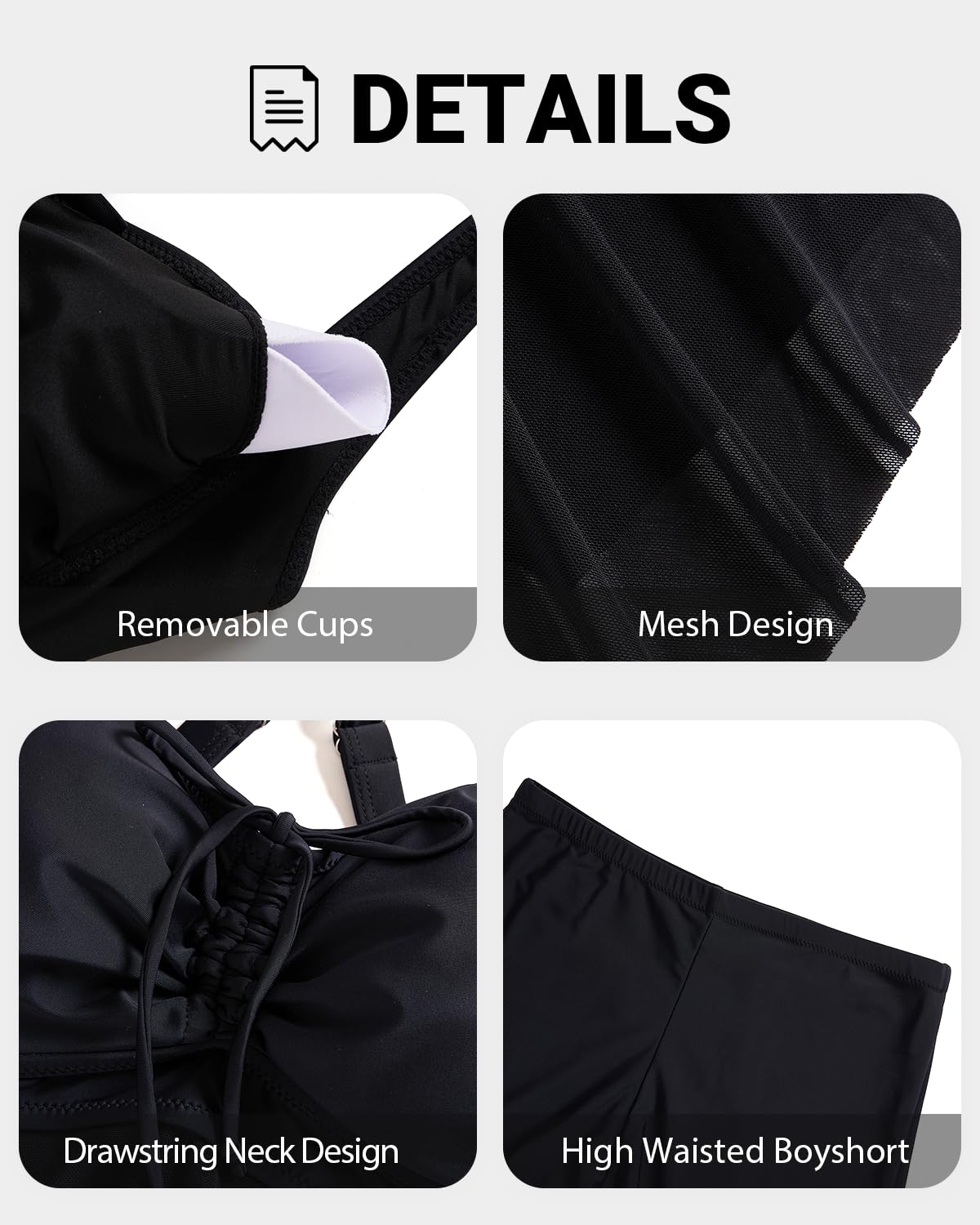 Daci Plus Size Zweiteiliges Badekleid mit Boyshorts für Frauen Mesh Tankini Badeanzüge Flowy Badeanzüge