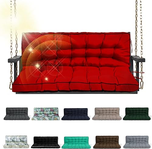 Miniatura 19 de Cojín de columpio para porche de tres asientos, cojines impermeables de repuesto con respaldo, muebles de jardín al aire libre, patio, cojines