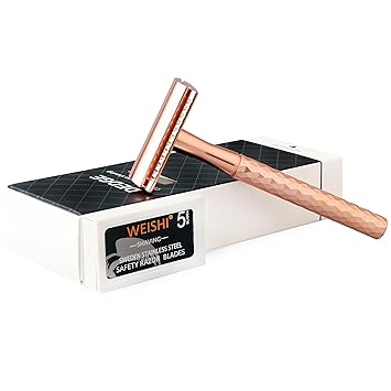 DEDGE Double Edge Eco Safety Razor Single Blade Razor for Women, Reusable Razor, with 5 Premium Razor BladesRose Gold
