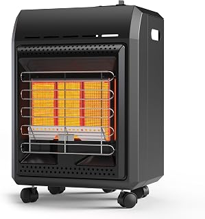 Propane Heater Outdoor Portable 6000 To 18000 BTU Propane Gas Heater Cordless 3 Settings For Garage Greenhouse Camping Workshops, With Tip-Over Protection Ultra Quiet Heat Up To 450 Sq.Ft