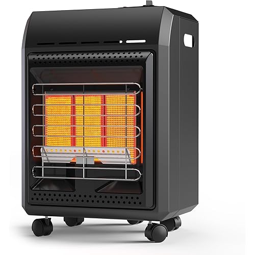 Propane Heater 6000 to 18000 BTU 3 Setting Tank Heater with Regulator,Cordless Portable Propane Heaters for Garages, Yards and Camping Use