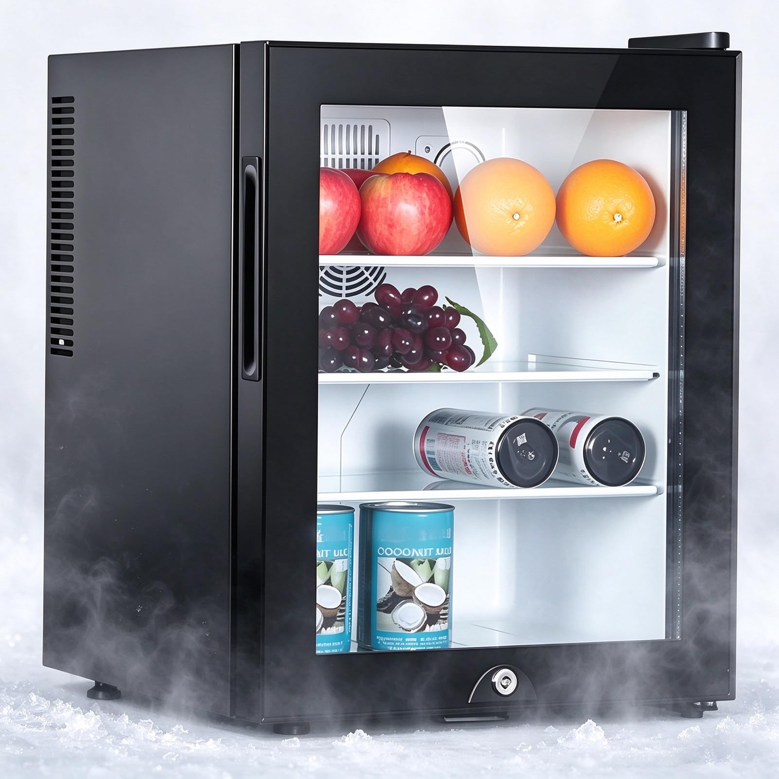 Mini frigo Verticale con Porta in Vetro e Serratura 30L