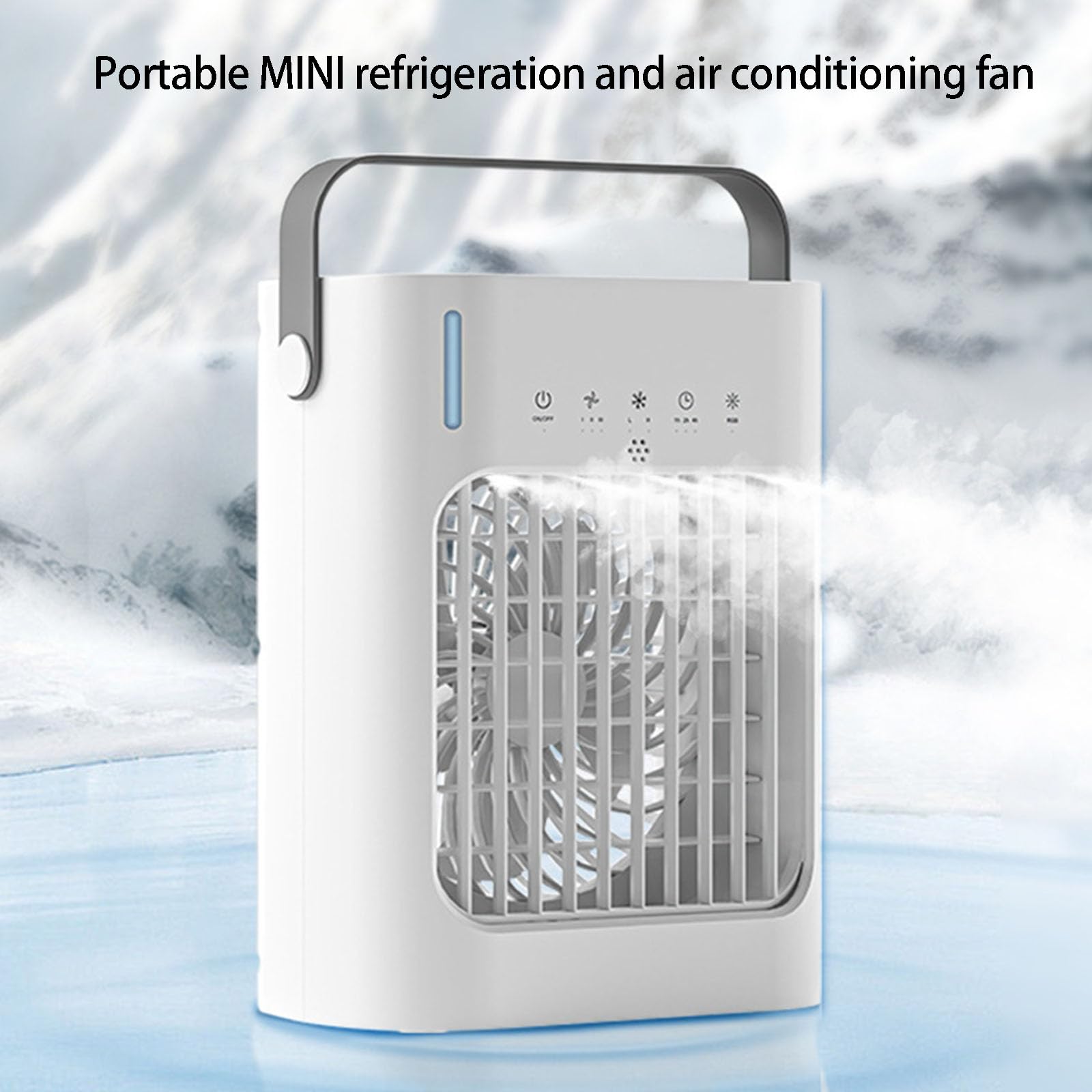 Ventilateur brumisateur USB portable avec commande, Black | 3 vitesses, poignée de transport pour le refroidissement du bureau, du dortoir, du chevet et des voyages