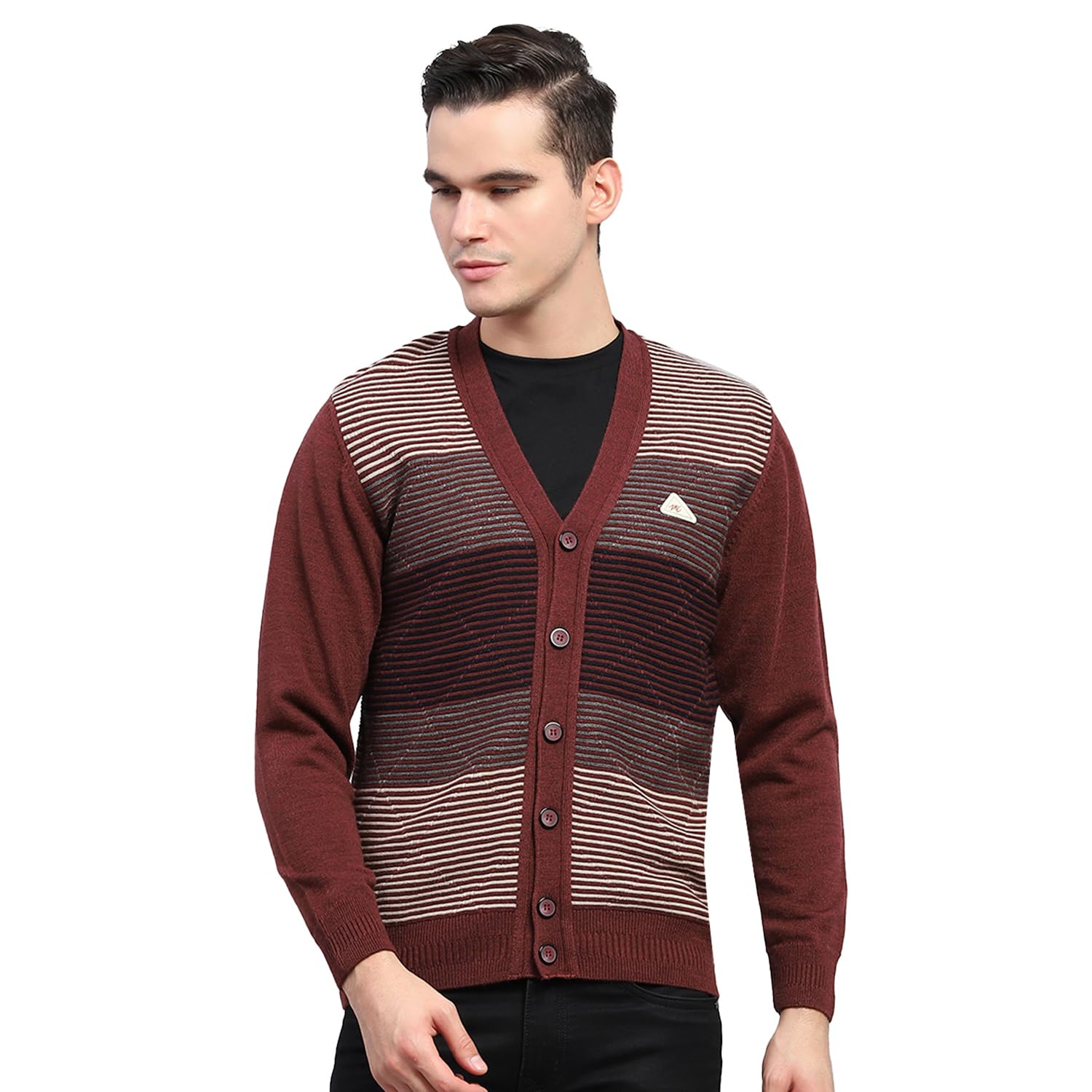 monte carlo Mens Striped V Neck Full Sleeve Cardigan (1243369FC)-picture-47