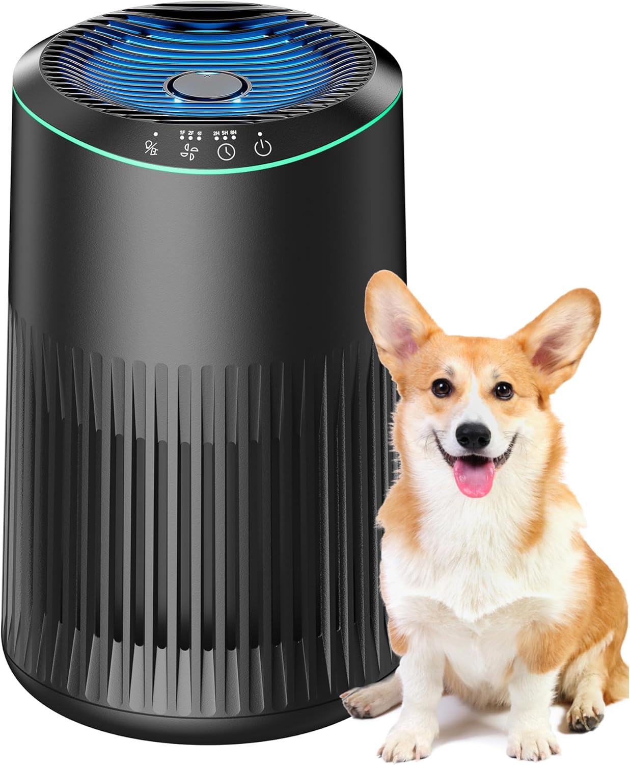 Air Purifiers for Bedroom Home, Air Purifier for Smoke Odors with Fragrance Sponge, Small Air Purifier with Sleep Mode for Bedroom Office, Blue Night Light, Black, 1 Pack+3 Modes