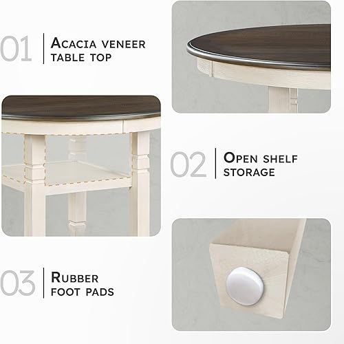 Miniatura 3 de Lexicon Braun Mesa de comedor redonda de 47.5 pulgadas de diámetro, mesa de cocina pequeña redonda de 30.5 pulgadas de alto para 2 a 4, marco de
