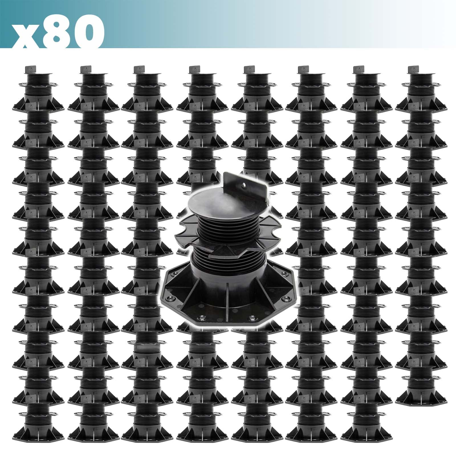 XPOtool Zestaw 80 regulowanych podstaw tarasowych 60-128 mm