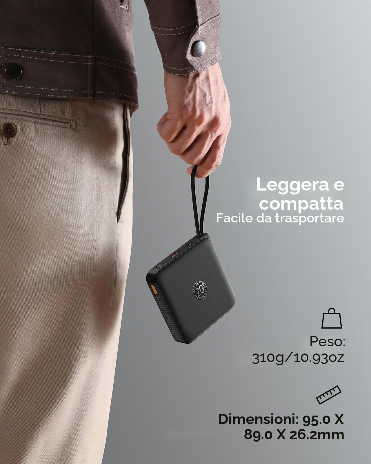 VRURC Power Bank con cavo di ricarica rapida USB C Power Bank