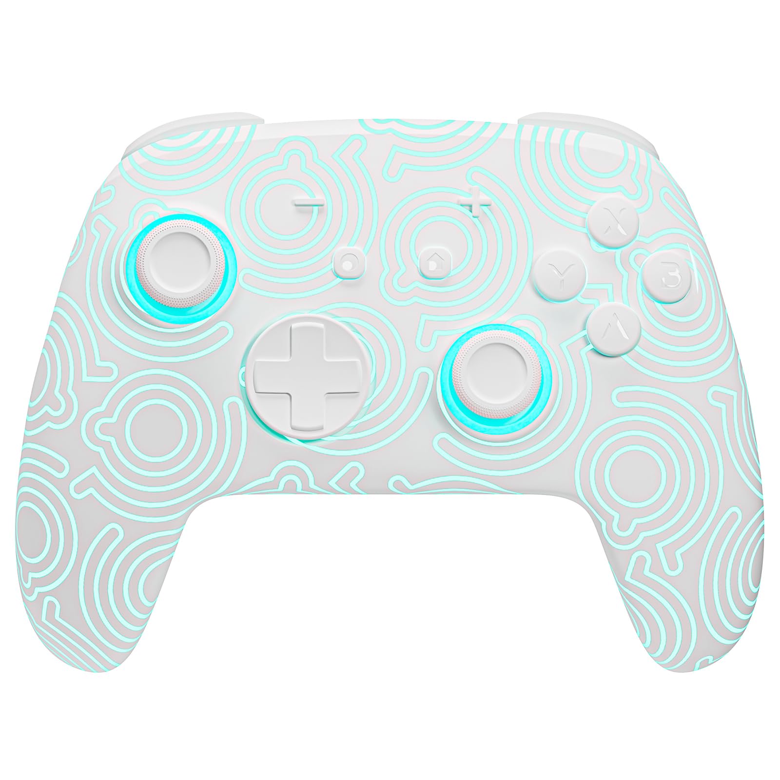 Mando Pro Switch 2, Mando Inalambrico Compatible con Switch 2/OLED/Lite, Firefly Pro Controller Bluetooth con Efecto Hall/7 LED Colores/Botones Traseros/Turbo/Control de Movimiento - Blanco
