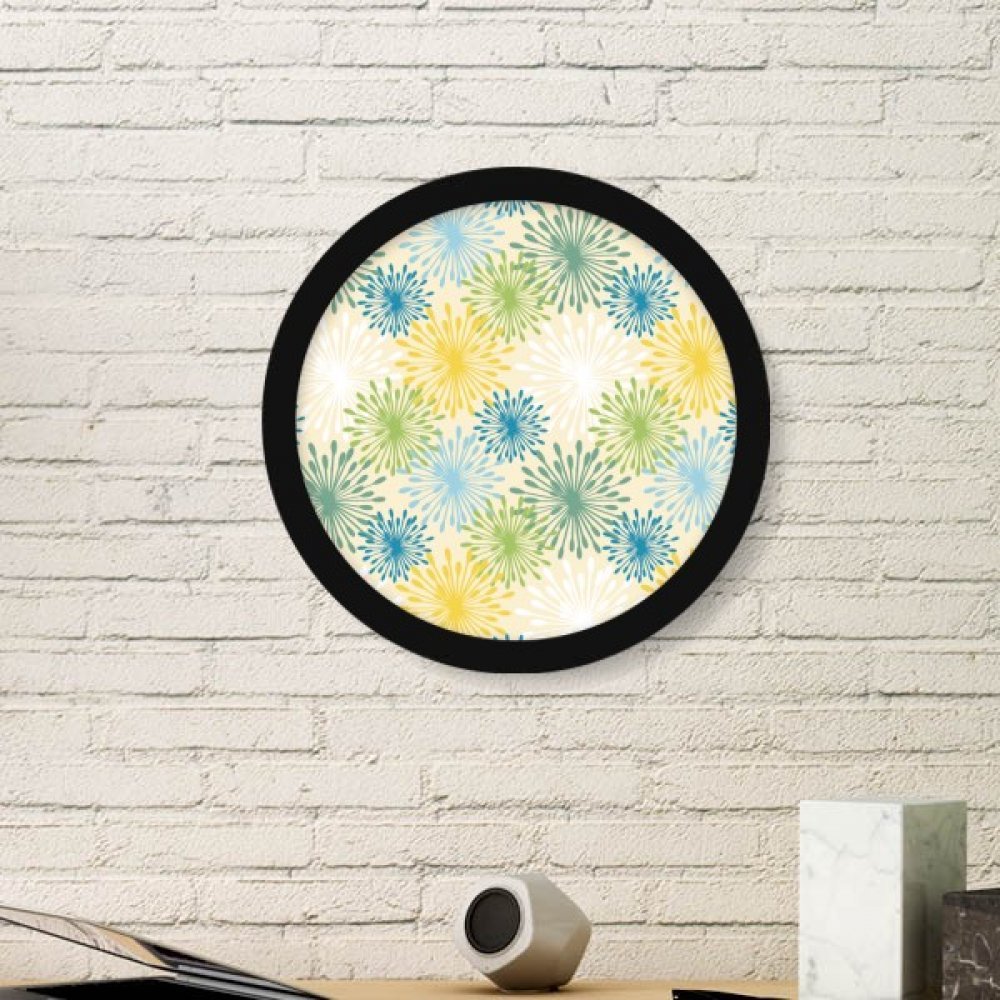Peinture de pissenlit et cadre rond noir pour votre décoration de salon
