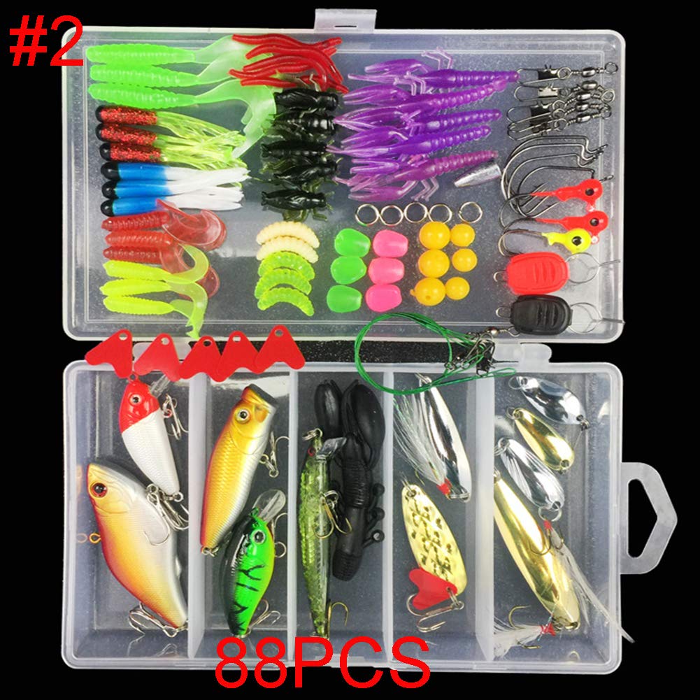Kit Pesca RoseFlower Kit Di Esche Da Pesca, 168Pcs Artificiali Set Per Trota, Persico, Luccio - Spinning Accessori Con Vermi, Cucchiaino, Dure, Ganci Singolo, Insetti Kit Per Dolci