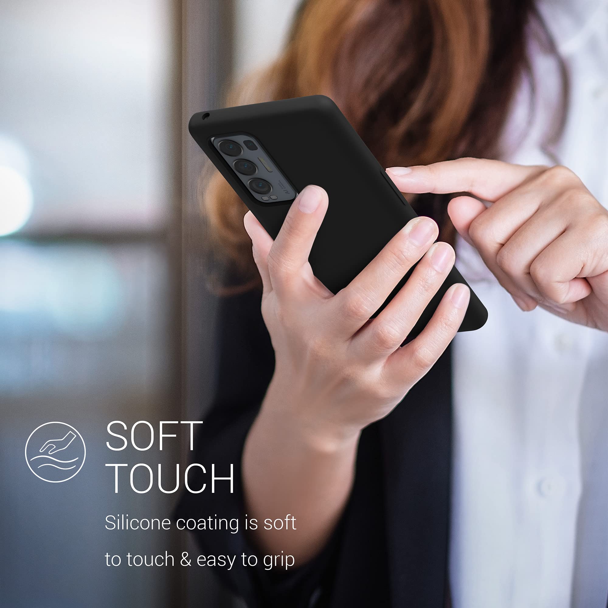 Kwmobile Silikon Hülle Für Oppo Find X2 Neo - Weiches TPU Case Mit Griff, Schützt & Ermöglicht Kabelloses Laden (schwarz)