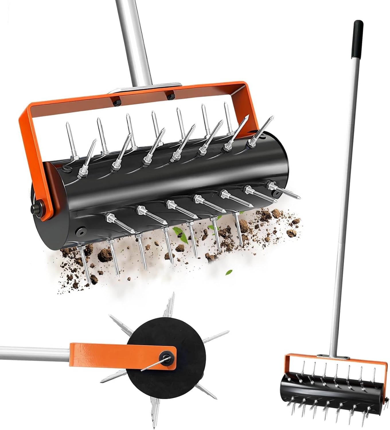 Rolling Lawn Aerator Tool,Heavy Duty Manual Aerator Tool,Easy-to-Assemble Lawn Aerator Tool, Manual Rolling Aerator Lawn for Yard Garden