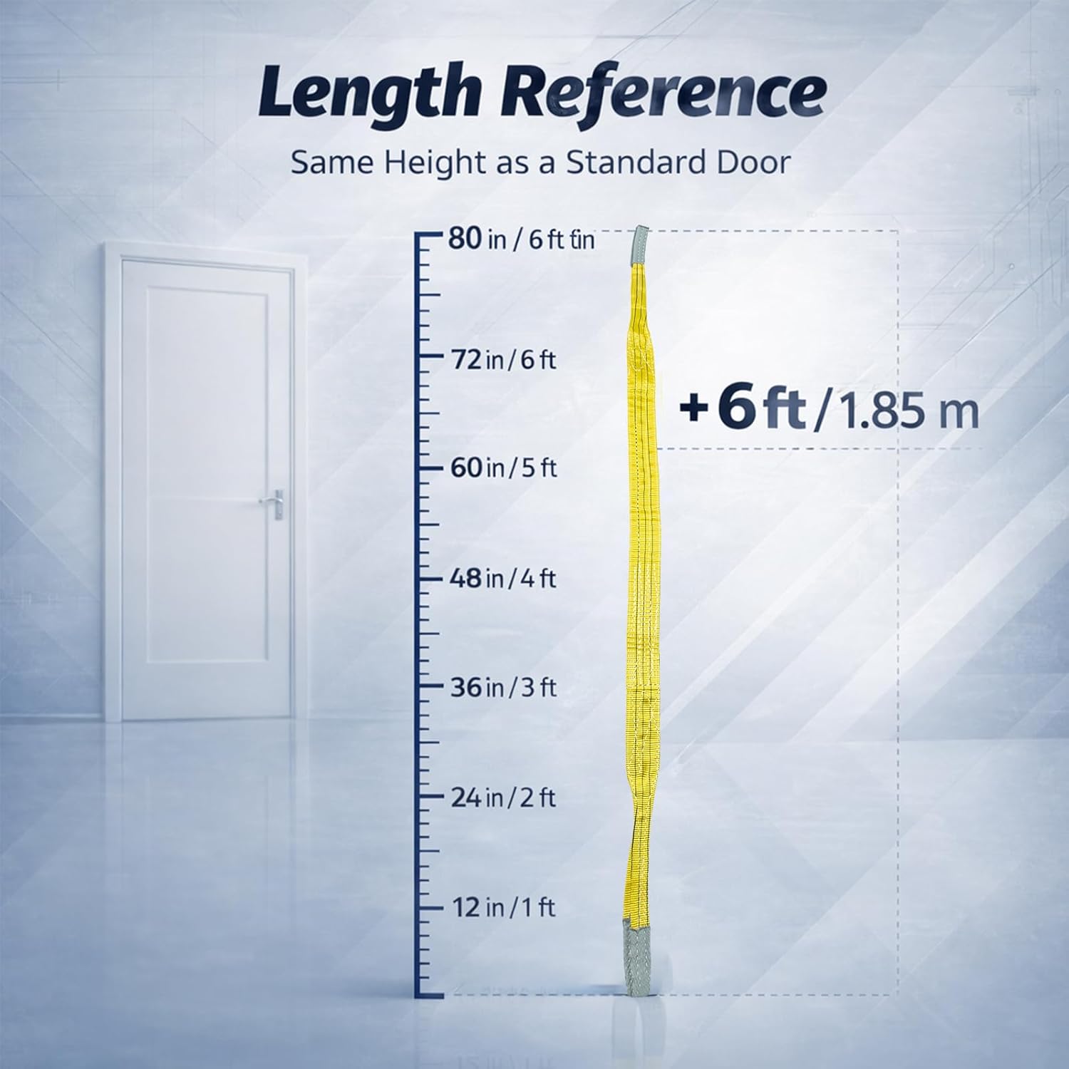 2-Pack 3"×6.5ft Industrial Lifting Sling, Heavy-Duty Polyester Webbing Sling, 6600 lbs Capacity, 5:1 Safety Factor, Eye-to-Eye Rigging Sling for Crane, Hoist & Machinery - Image 6
