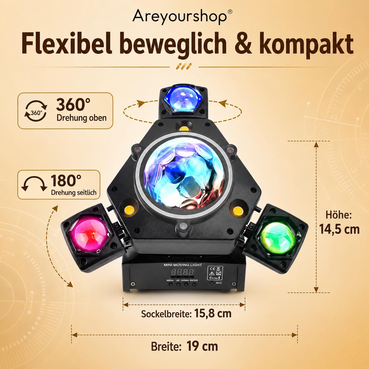 Luz LED DMX de cabeza móvil, 3 cabezas RGBW, luz de escenario móvil, luces de discoteca DJ para DJ, discoteca, fiesta, concierto, mando a distancia, cabezal de movimiento