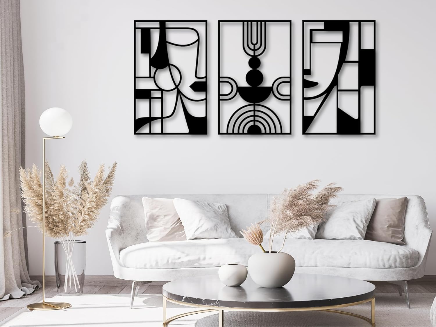 VAILLA Pablo Picasso Cubism Faces Wooden Wall Art Decor, Boho Minimalist Wall Arr, Set of 3 Wooden Wall Decorations, Picasso Wall Hangings , Large Line Art , 3D Wood Textured Sculptures , Bohemian Style - Ideal for Living Room, Bedroom, Bathroom and Office (Pablo Picasso)