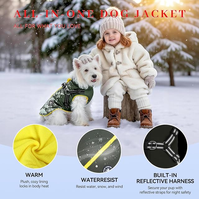 Foto 5 de 7 de Norbi Abrigo de invierno para perro con arnés integrado, chaqueta impermeable y resistente al viento