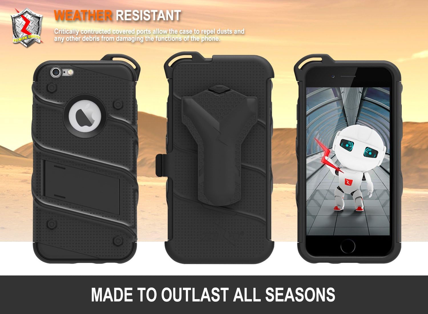 iPhone 6s Plus Case, Zizo [Bolt Series] w/[iPhone 6s Plus Screen Protector] Kickstand [Military Grade Drop Tested] Holster - iPhone 6 Plus / 6s Plus