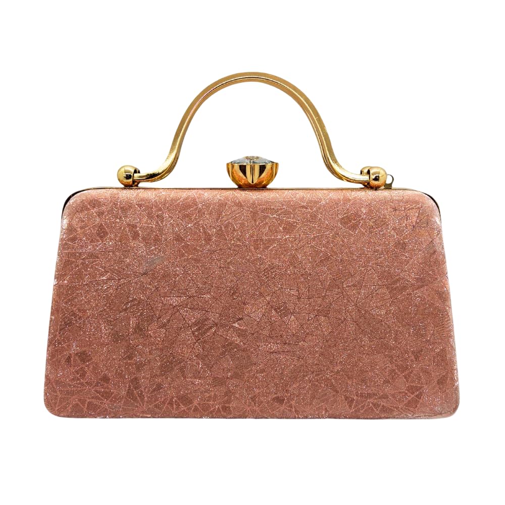 slara Elegant Evening Clutch for Women, Crystal Clasp, Metallic Handle Handbag, Ideal Handbag for Bridal, Weddings & Special Outings-picture-38