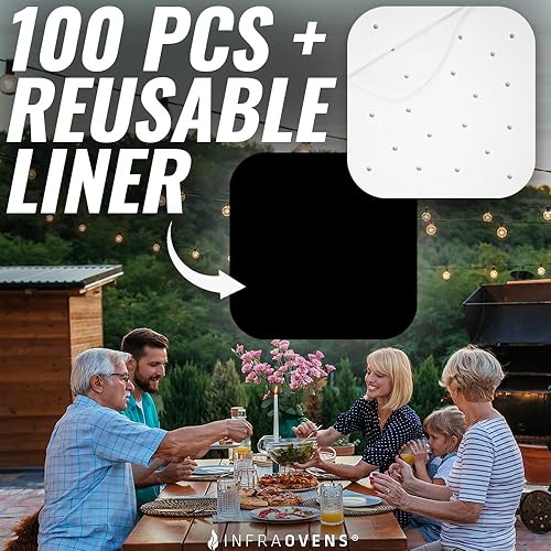 Miniatura 44 de Papel pergamino para freidora de aire Ninja Air Fryer Pro 4 en 1 5 cuartos de galón, AF141, cuadrados de papel de hornear para Cosori, Instant Pot