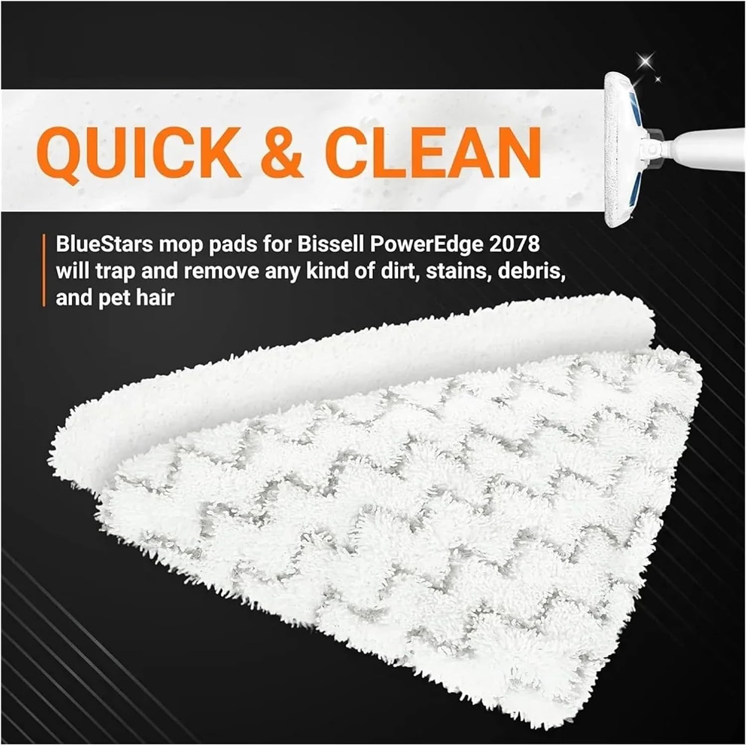 6 Packs Pads, Compatible with Bissell PowerEdge and PowerForce Lift-Off Steam Mop 2078, 2165, 20781 Series, Microfiber Steam Mop Pads