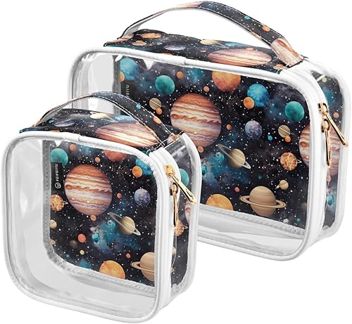 Miniatura 2 de Solar System Planet Clear Toiletry Bag for Traveling,2 Pack Makeup Cosmetic Bag with Zipper,Travel Bag for Toiletries,Travel Essentials 21215062