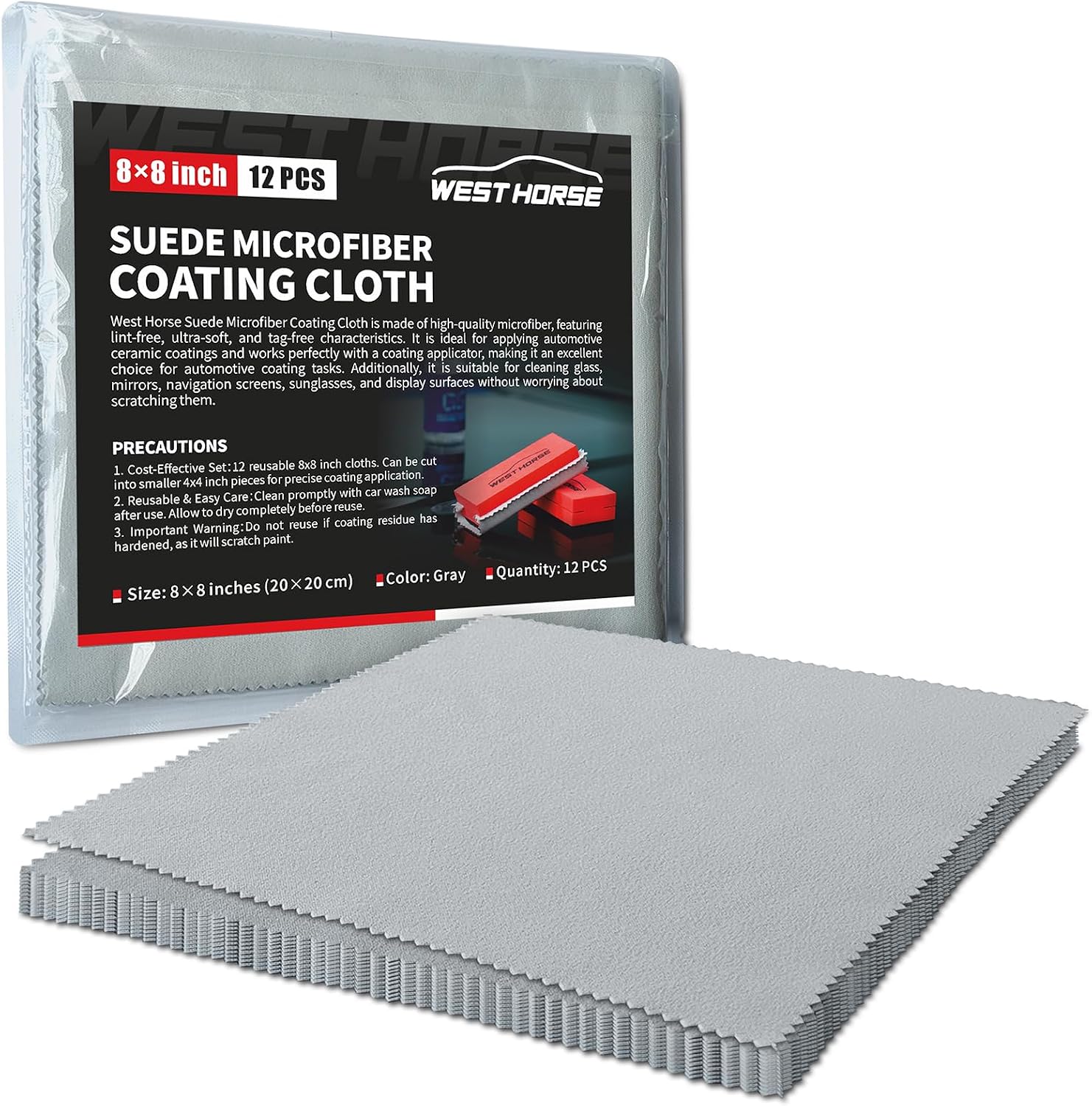 Suede Cloths, 30 Count, 4 x 4 inches, Grey | for Applying and Leveling Coatings, Scratch-Free, Ultra Absorbent Microfiber