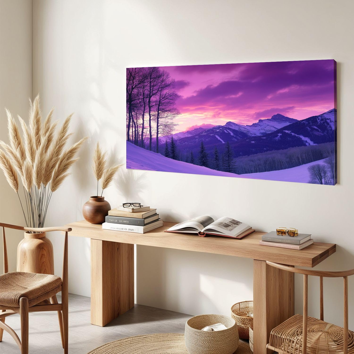 Amazon.com: Canvas Wall Art Prints Pink Purple Sunset Aspen