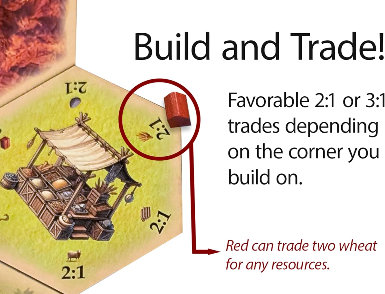 Merchant Market Replacement Hex Piece Compatible with Catan's Settlers of Catan and Seafarers Expanisons (Hex, 5.0, Pack)