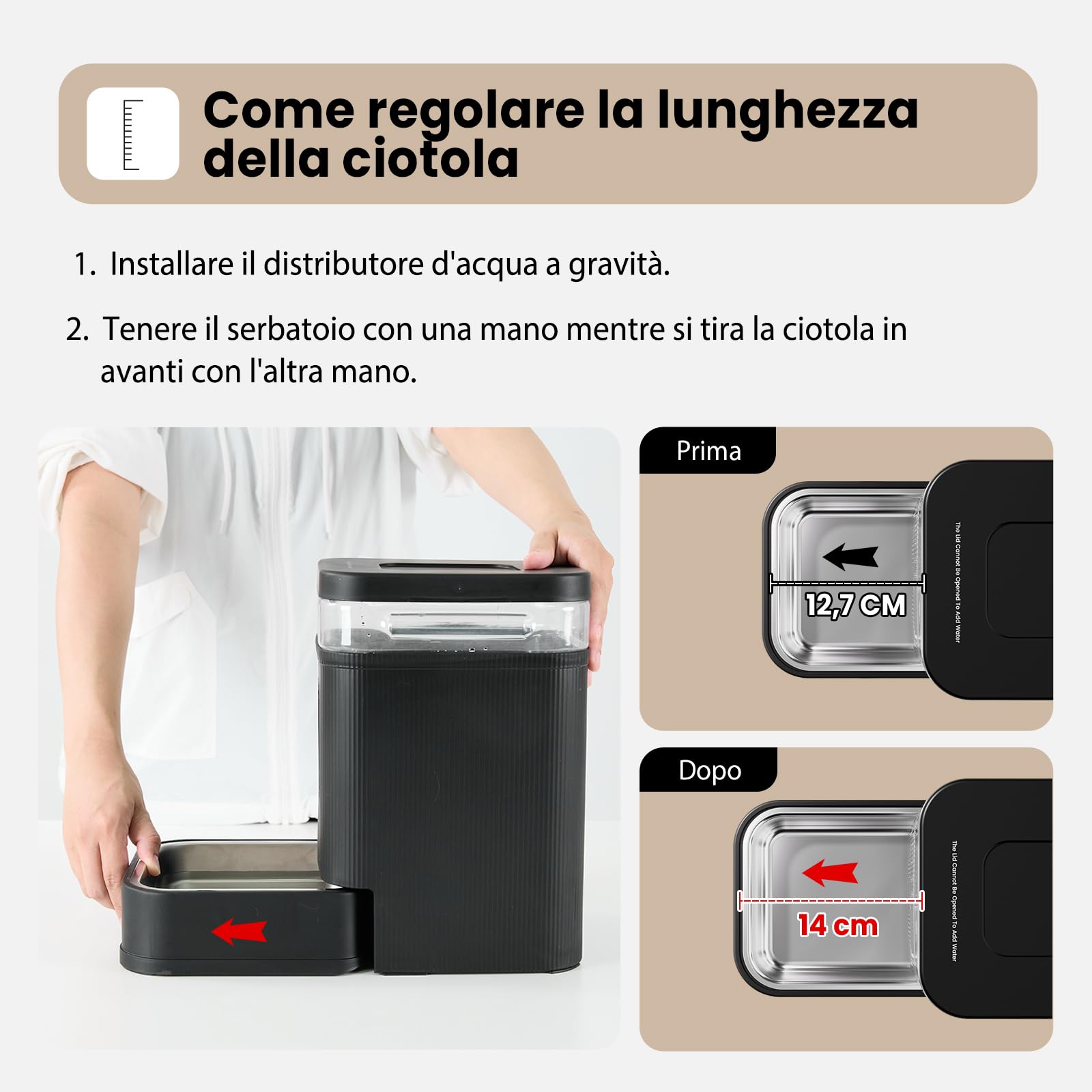 Gardner Pet distributore d'acqua automatico da 6,5L, abbeveratoio a gravità con ciotola in acciaio inossidabile, distributore di cibo per cani e gatti,BPA-free, senza elettricità, silenzioso