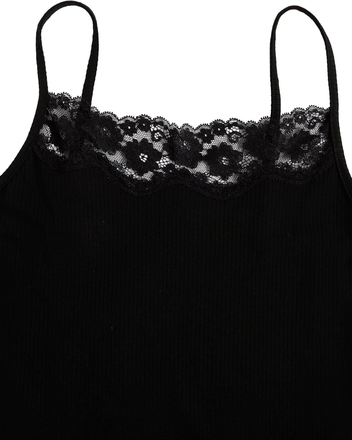 Milumia Women's Lace Trim Ribbed Sleeveless Bodycon Maxi Dress Spaghetti Strap Long Cami Slip Dress - Image 3