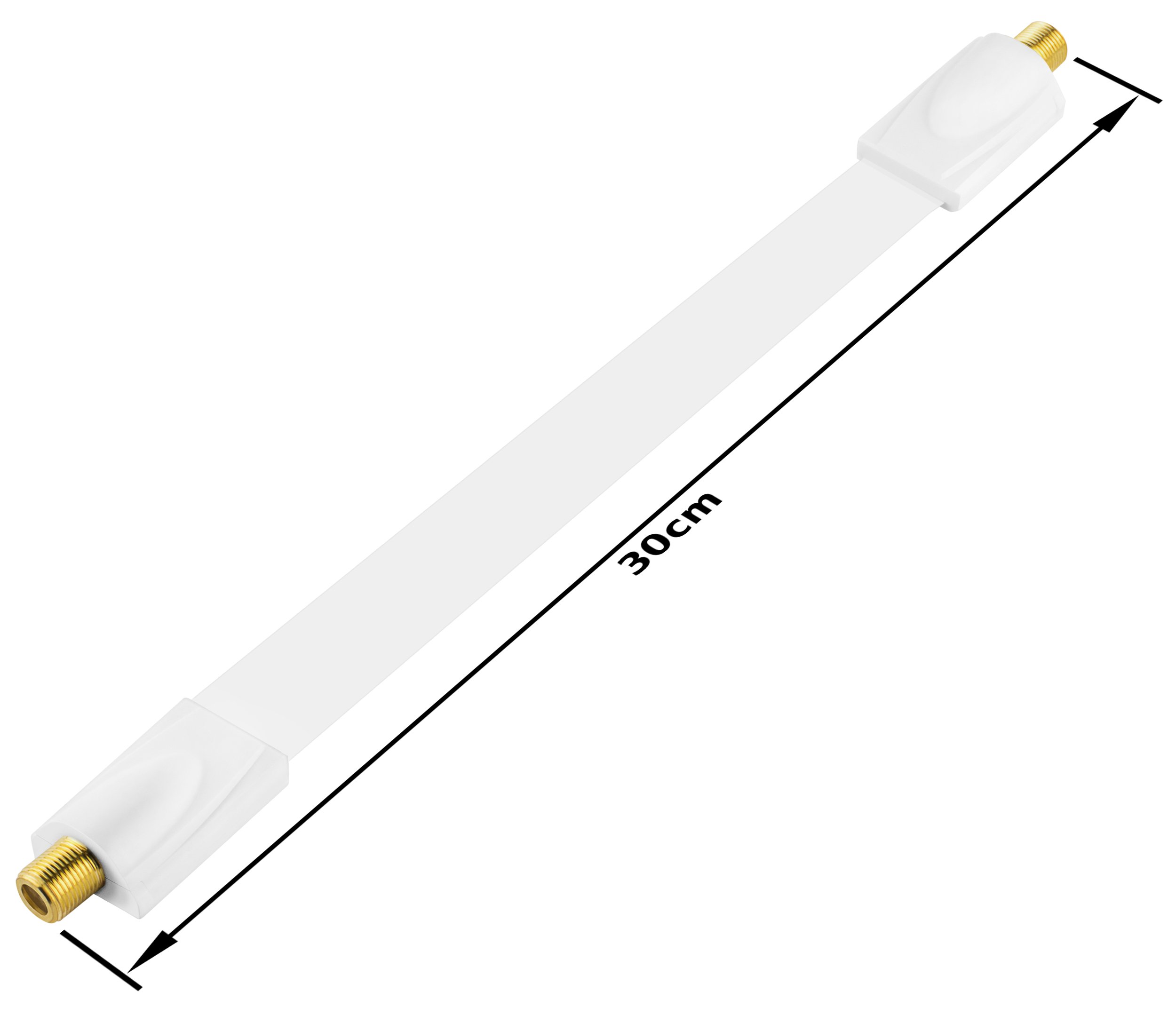 mumbi 30 cm Passe-fenêtre pour cble Satellite (connecteur F vers fiche F) extrêmement Plat, blanc