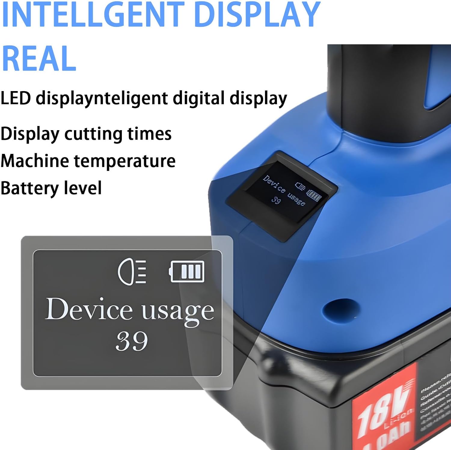 Cordless Cable Cutter,Digital Display Electric Hydraulic Shears,with DC18V/4.0Ah Lithium Battery and LED Display for Accurate Cutting for Max Φ120mm Copper/Cu/Al Cable 85C