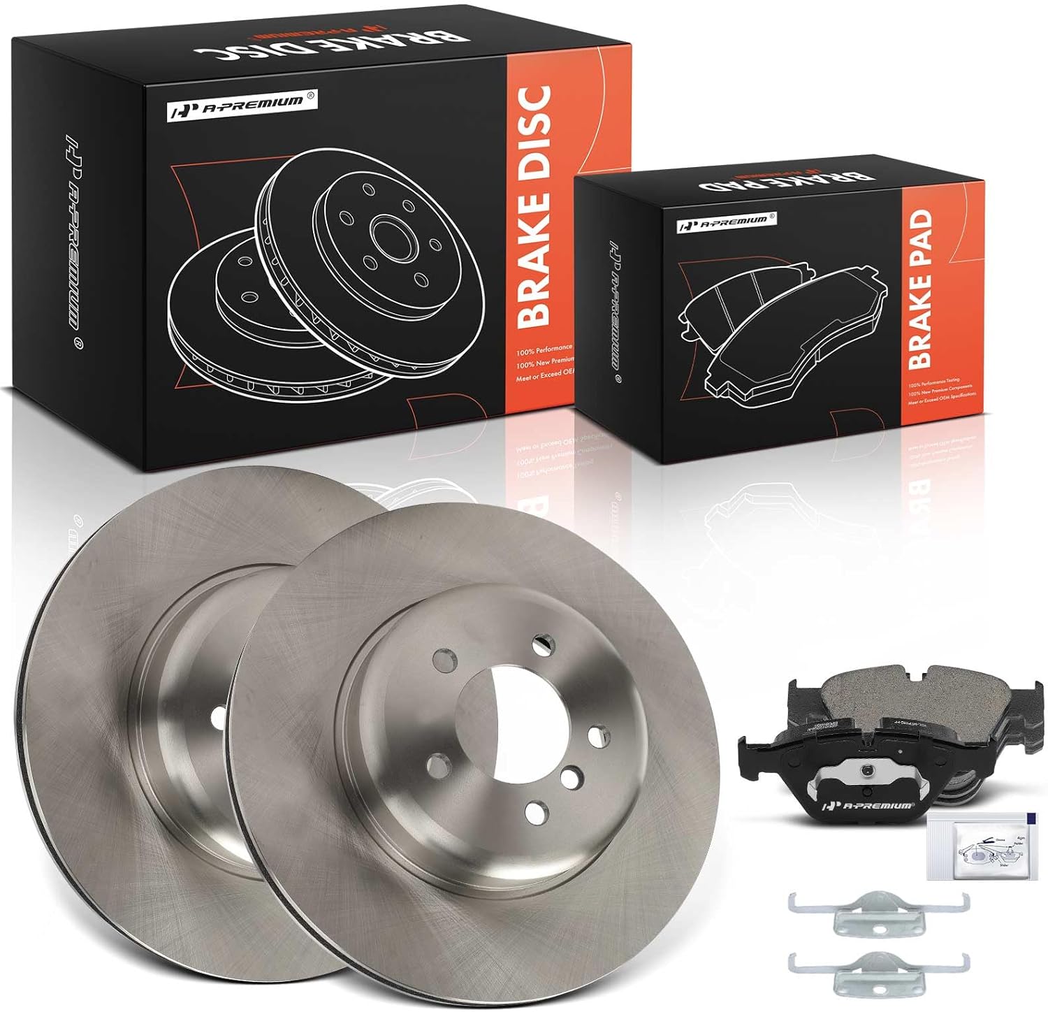 A-Premium 13.69 inch (347.8mm) Front Vented Disc Brake Rotors + Ceramic Pads Kit Compatible with Select BMW Models - 535i 2008-2010, 545i 2004-2005, 550i 650i 2006-2010, 645Ci 2004-2005, 6-PC Set