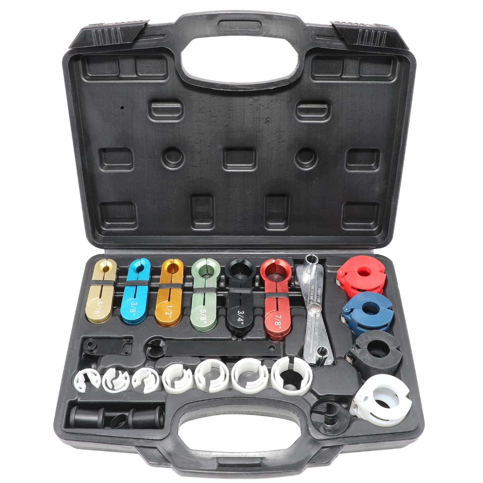 KESOTO Juego de Desconexión Automotriz Kit de Herramientas para Conexiones Adaptadores de Desenganche Llave de Ajuste Estuche Portátil con Compartimentos, Negro, Modelo De Acero Plástico