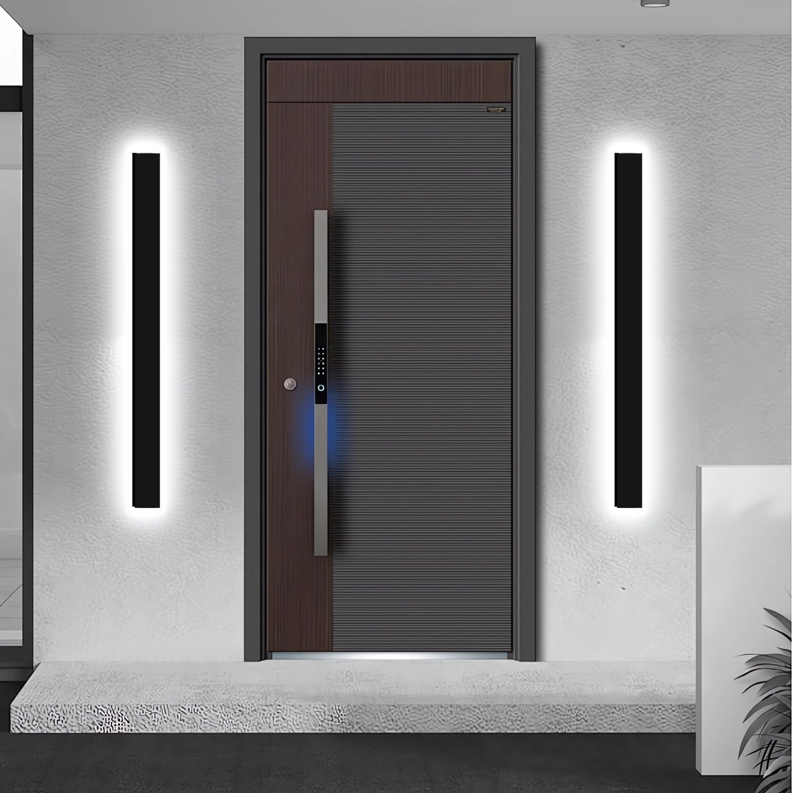 pedforn Long Outdoor Wall Lights Mains Powered, 80cm Black Outdoor Porch Lights, IP65 Waterproof Outside Wall Light, 3000K-6000K Dimmable LED Front Door Light for Garden Villa Terraces Garage Indoor — image 1