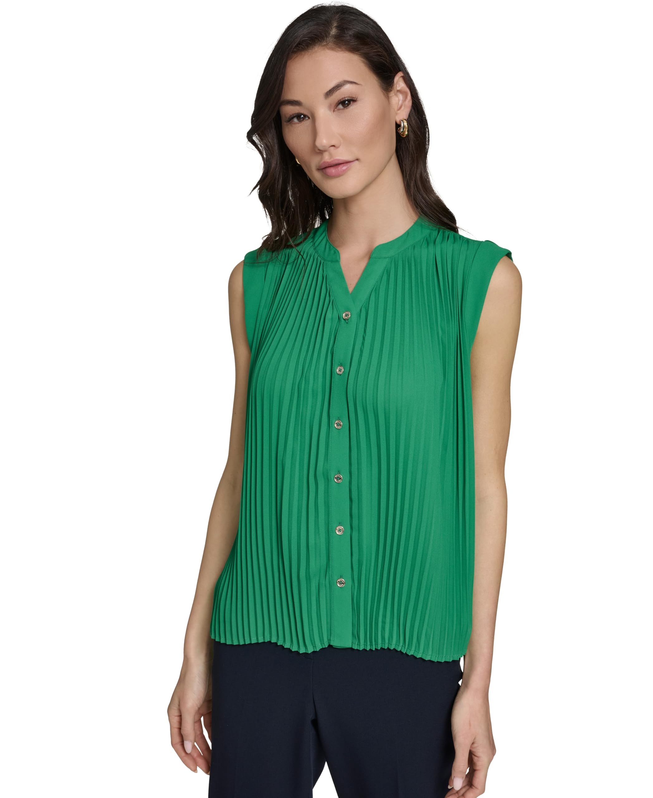 Women's Slit Neck Long Sleeve Striped Popover Shirt