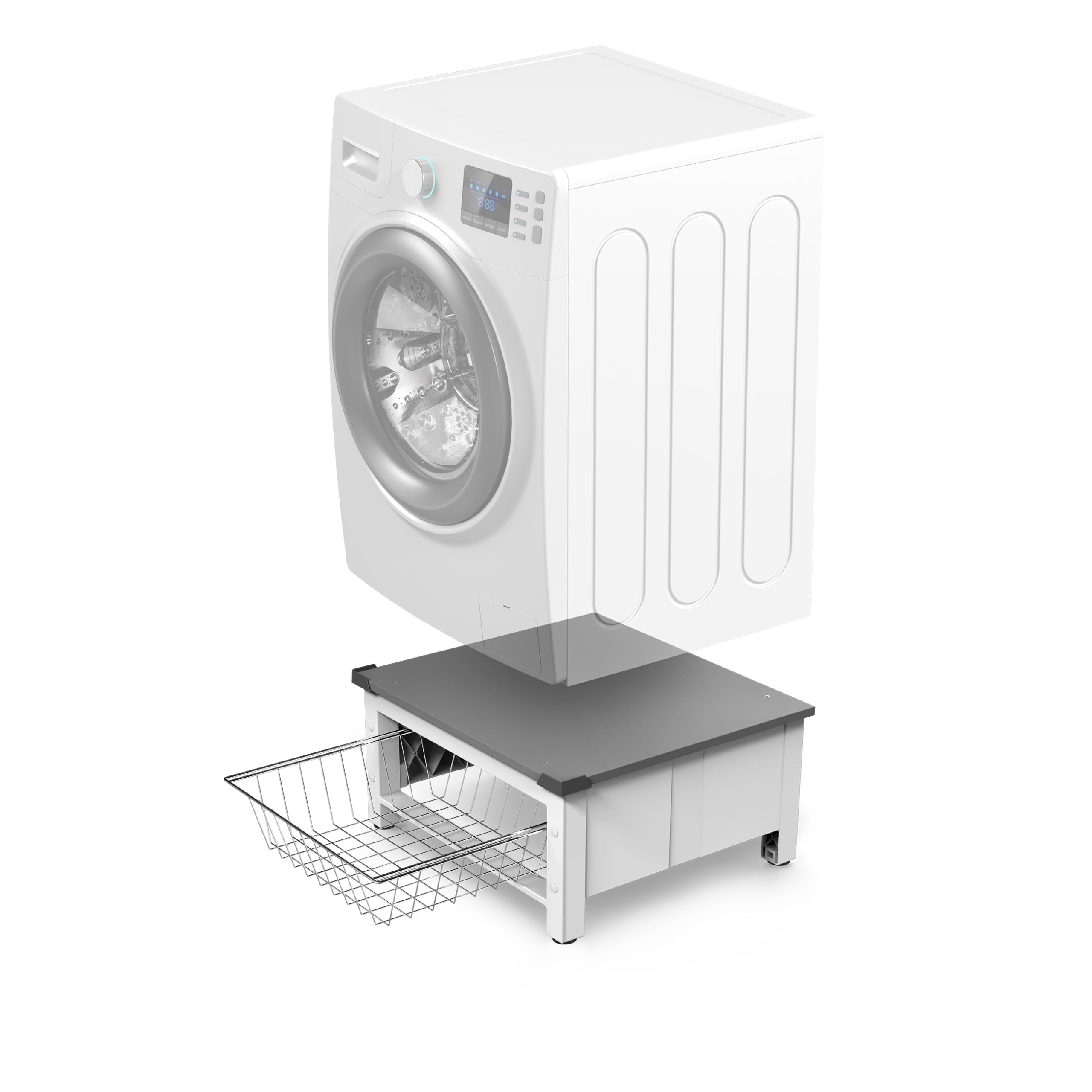 Meliconi Base Space Basket Socle Surélevé Lave-Linge Sèche-Linge Panier Coulissant 32 L 250 kg Blanc 62 x 56 x 25 cm