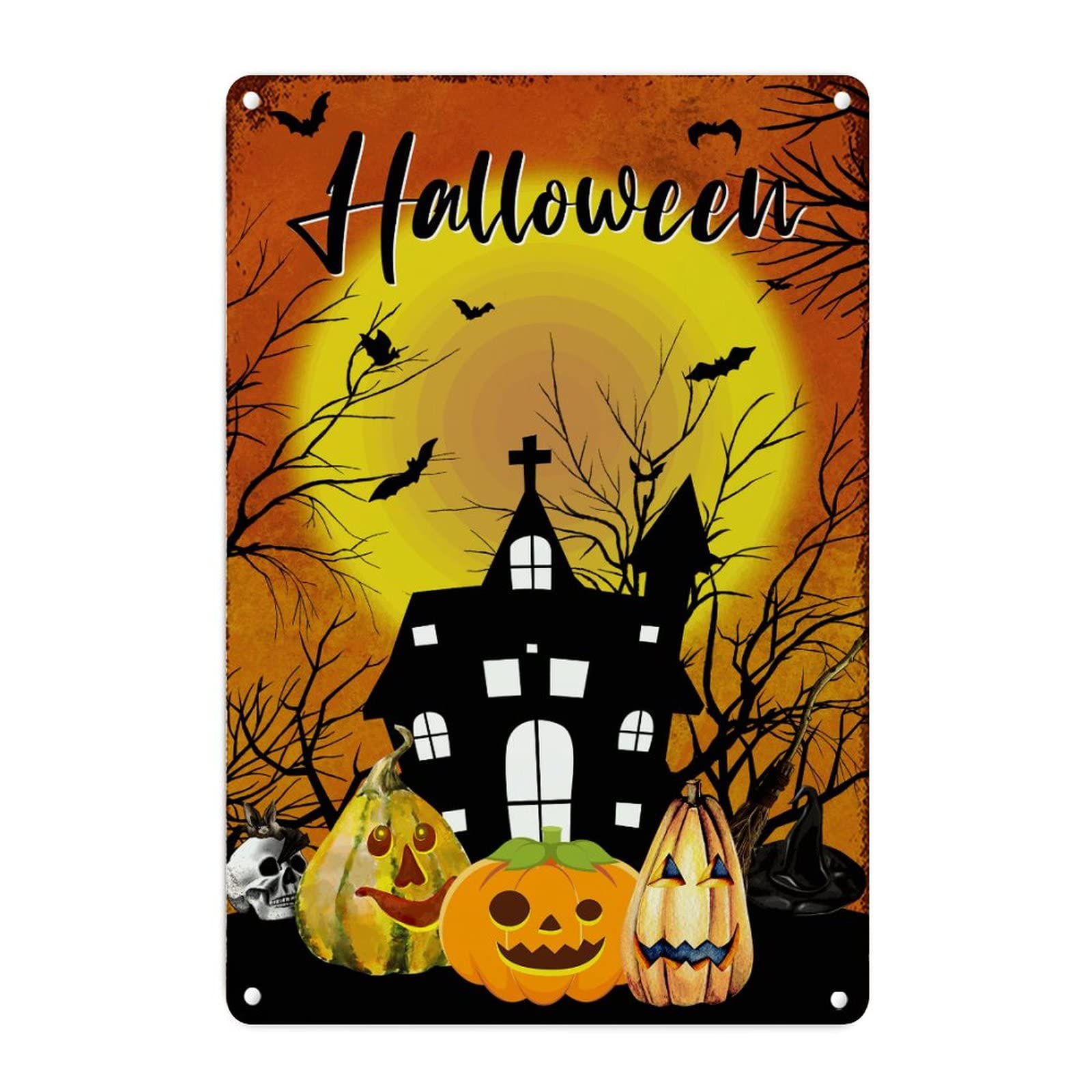 Plaque metal Halloween pour decorer le salon et reussir votre fete d'automne