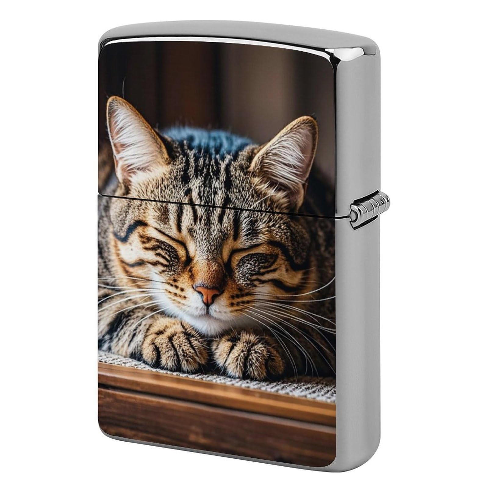 Cat Sleeping Lighter Case for Men, Personalized Lighter Cover for Valentine's Day Gifts, Flip-Top Lighters Shell for Outdoor, Portable Lighters Protective Sleeve