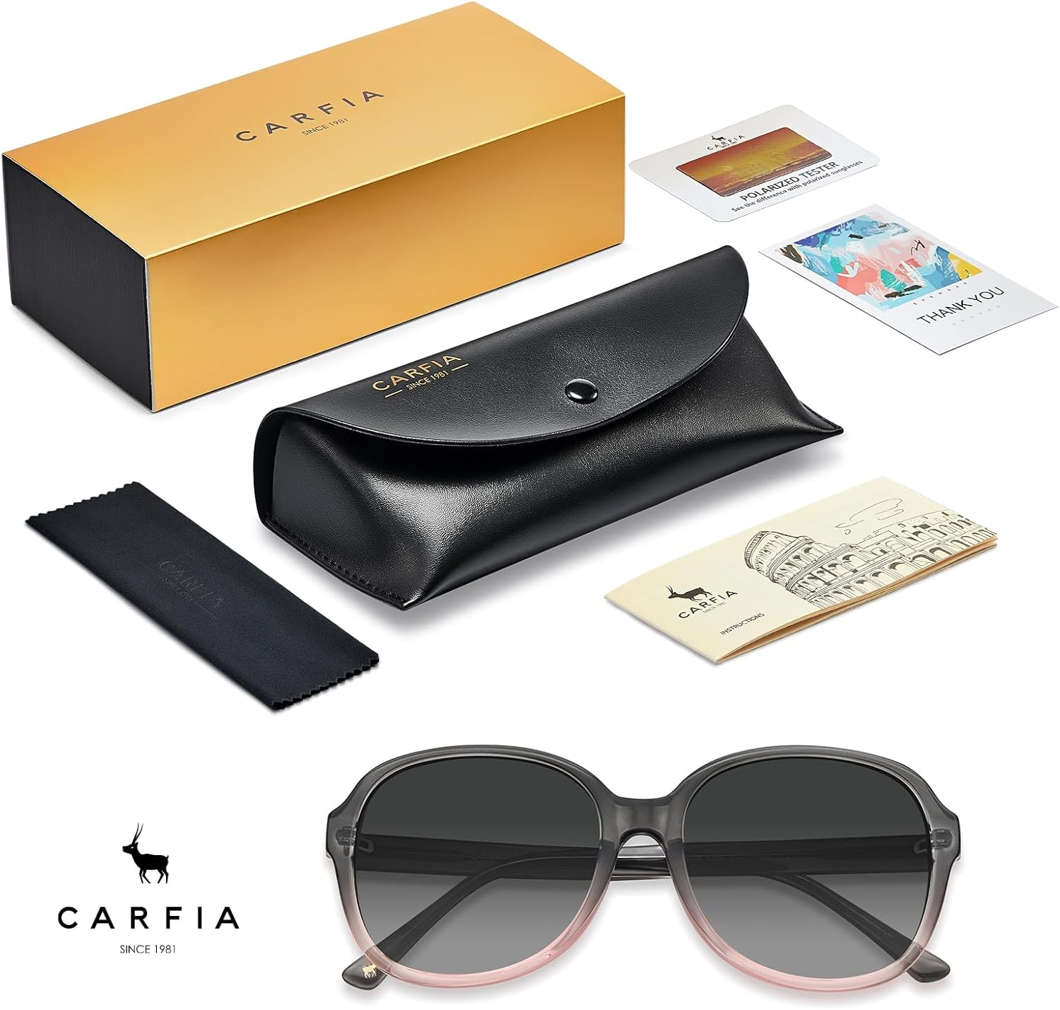 CARFIA Acetate Oversized Square Polarized Sunglasses for Women UV Protection Retro Trendy Big Shades - Image 6