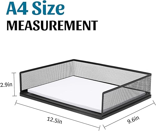 Miniatura 2 de izBuy Bandejas de cartas, bandeja de papel, apilable, organizador de archivos de escritorio, organizador de archivos de malla de alambre, bandeja de