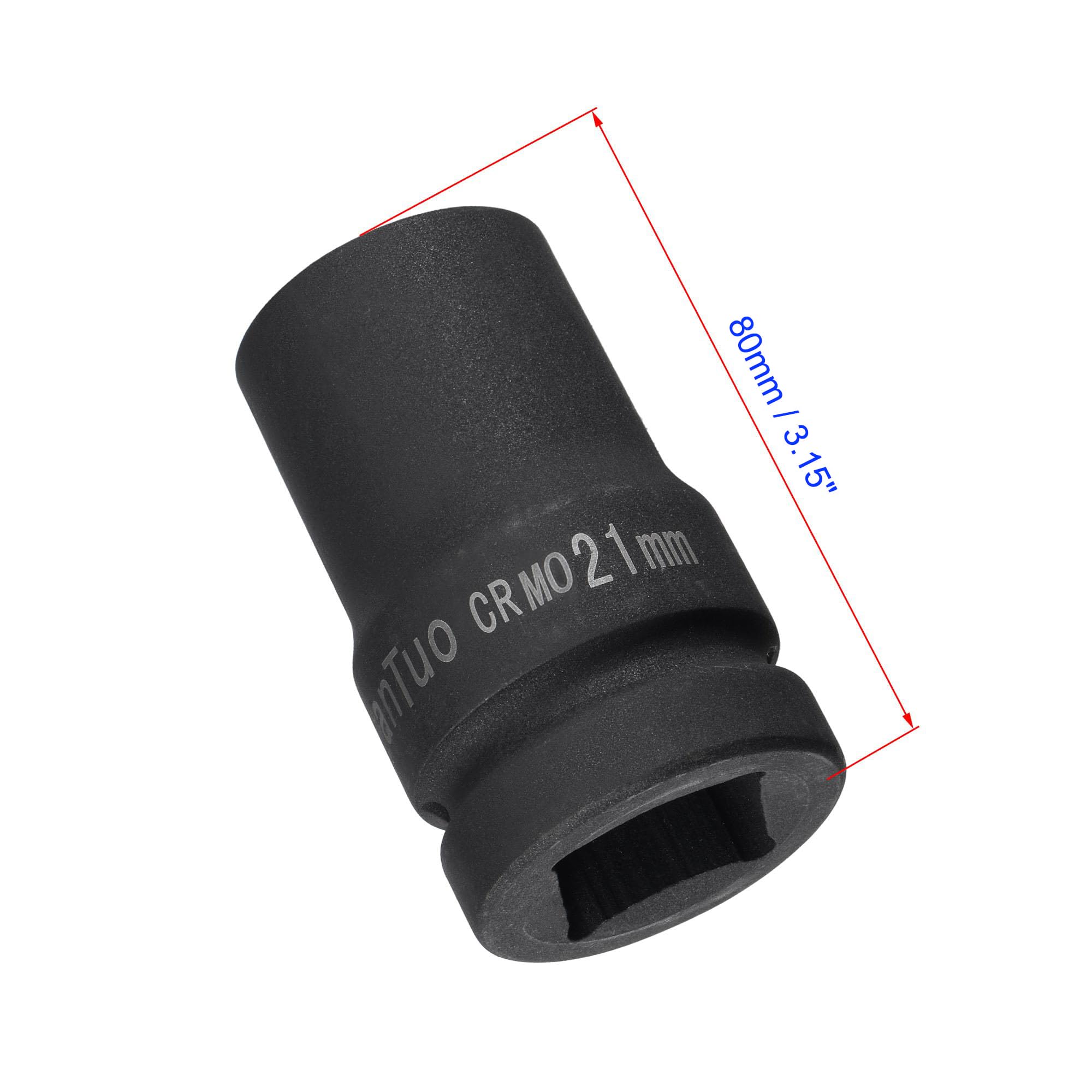 Unifizz 1 Inch Drive - 21mm Deep Impact Socket with 6 Point Design, Heat-Treated Cr-V Steel 80mm Length, Metric Sizes - Image 2