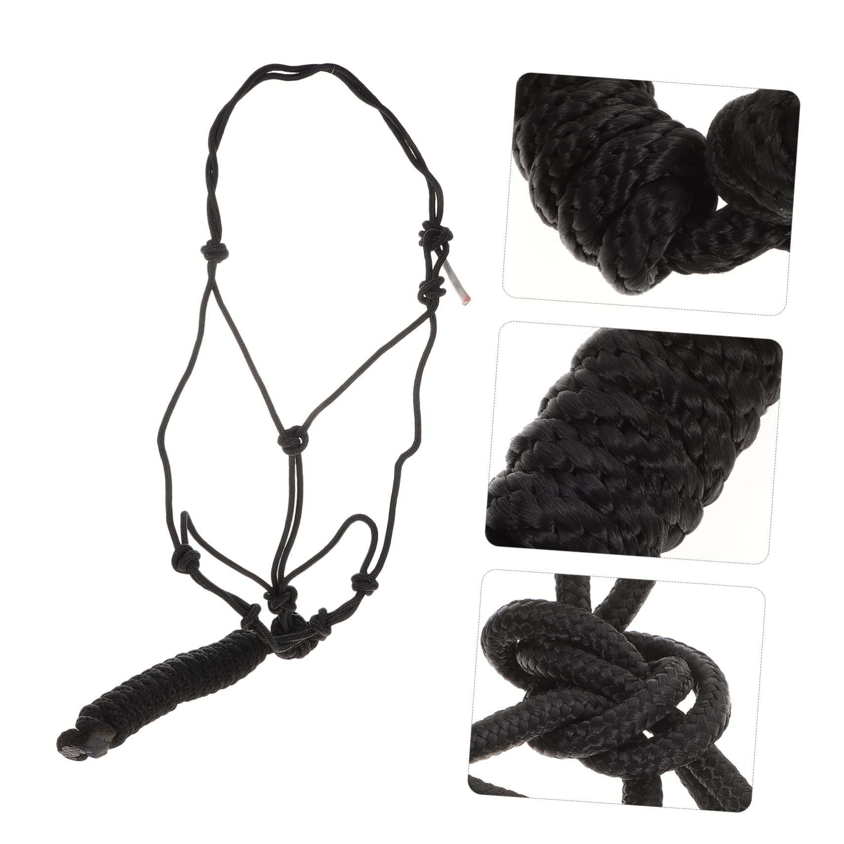 Cabestro de Cuerda para Caballo Negro, Poliéster Ligero y Resistente