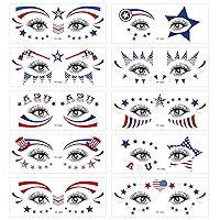 Vista 3 de Decoraciones del 4 de julio, tatuajes de ojos para la cara, bandera de Estados Unidos, estrella, tatuajes temporales, Día de la Independencia