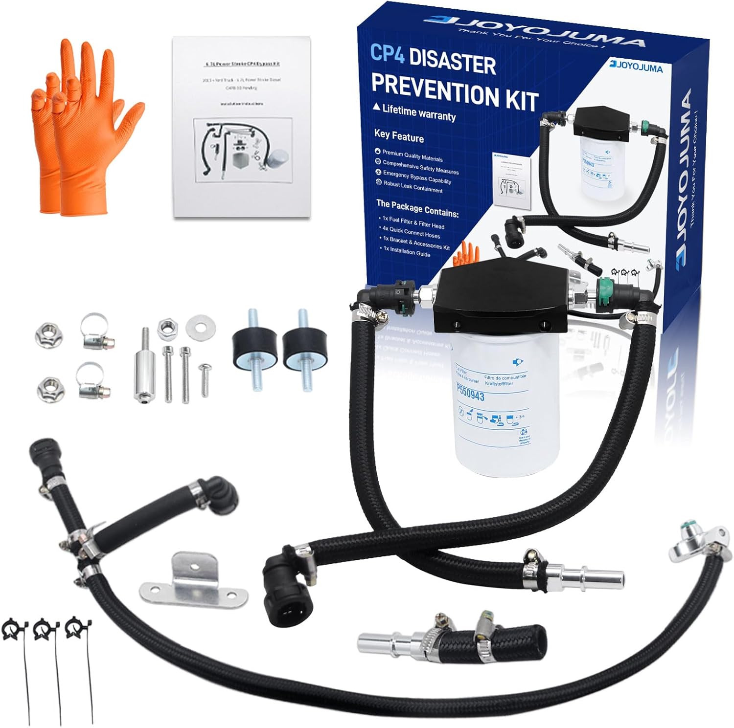 CP4 Disaster Prevention Bypass Kit for 2011-2022 Ford F250 F350 F450 F550 Super Duty 6.7L Powerstroke Diesel, Replaces CP4-6.7F-BP-G2.1 & 7031190, Woven Version Hose Upgrade