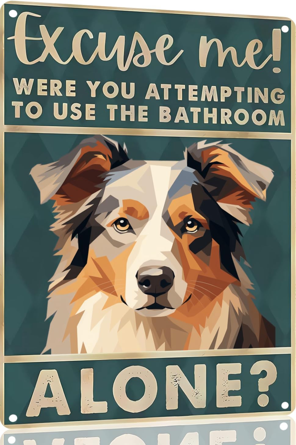 Targa Metallo Australian Shepherd - Decorazione Bagno 30,5x20,3cm