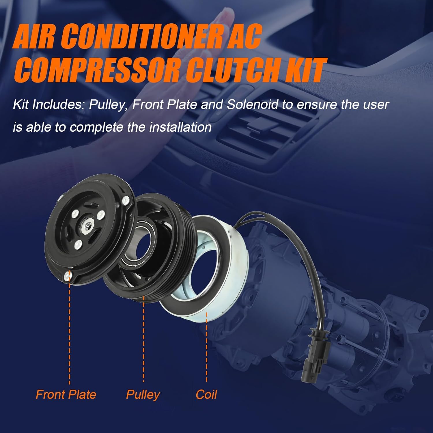 EATAKWARD Air Conditioner AC Compressor Clutch Kit, Replacement for Chevrolet Cruze Eco L4 1.4L 2011, Replacement for Chevrolet Cruze LT L4 1.4L 2011, Replacement for Chevrolet Cruze LTZ L4 1.4L 2011